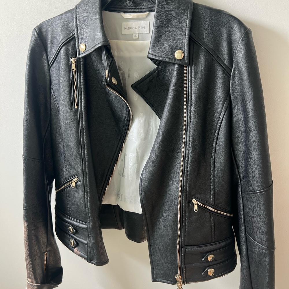 Patrizia Pepe Black Leather Jacket
